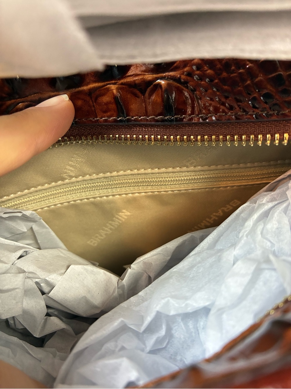 Brahmin Pecan Palawan Hillary Shoulder Bag - NWT Embellished Premier Collection - Picture 11 of 14